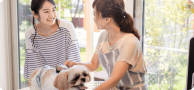 ペットシッターがお客様の犬をお世話する様子